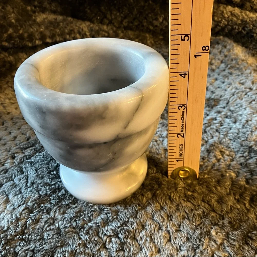 White & Grey Solid Marble Apothecary MORTAR Grinding Bowl Spices Heavy No Pestle